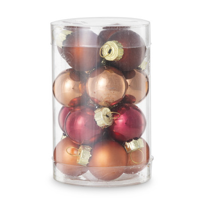 Box met kerstballen – rood – ø2.5 cm – set van 16